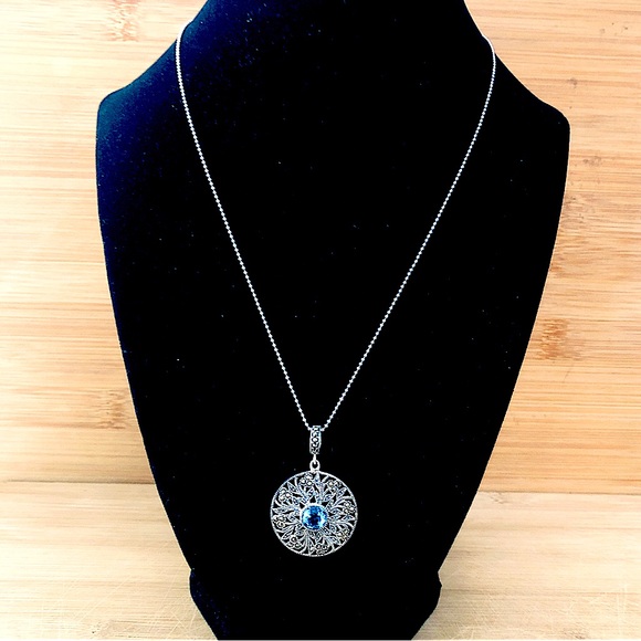 $74  Designer Estate Pendant and Chain   Sterling Silver  Marked NF 925 - Picture 2 of 5